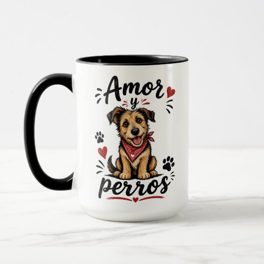 Amor y Perros Grappig Ontwerp voor Hondenliefhebbe Mok (Links)