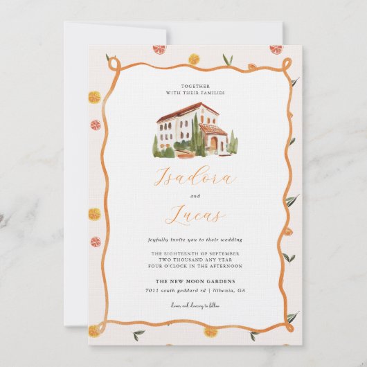 Amore & Aranci | Grappige citrusbruiloft Kaart (Voorkant)