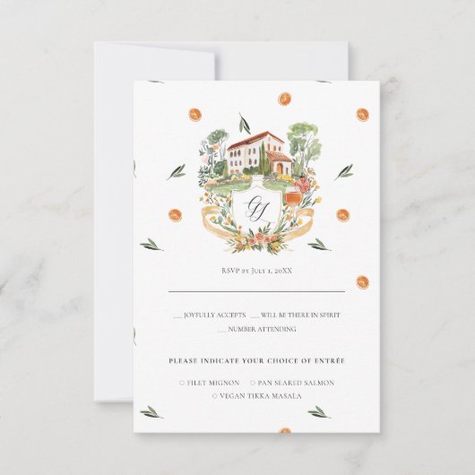 Amore & Aranci | Monogram bruiloft RSVP (Voorkant)