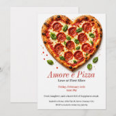 Amore e Pizza Feest - Hartvormige Pizza Kaart (Voorkant / Achterkant)