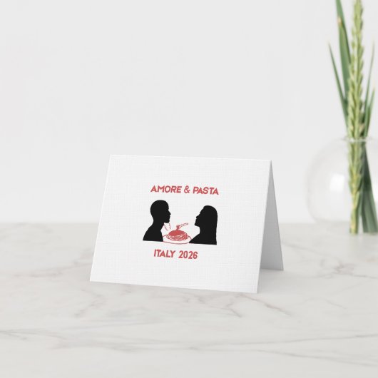Amore en Pasta Retro Chic  Bedankkaart (Voorkant)