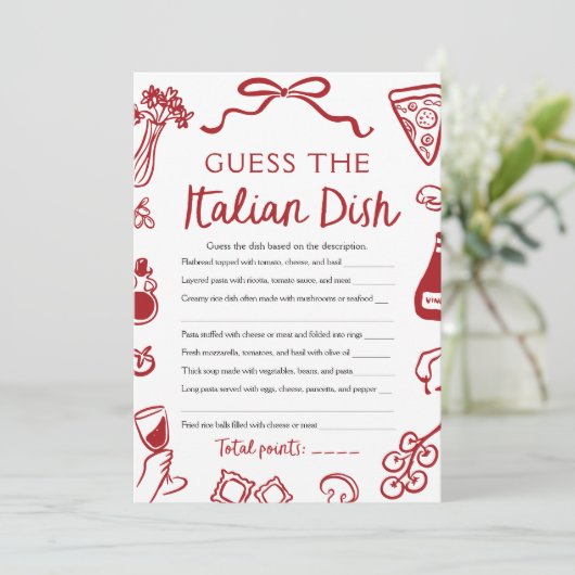 Amore Guess Het Italiaans Dish Vrijgezellenfeest S Kaart (Staand voorkant)