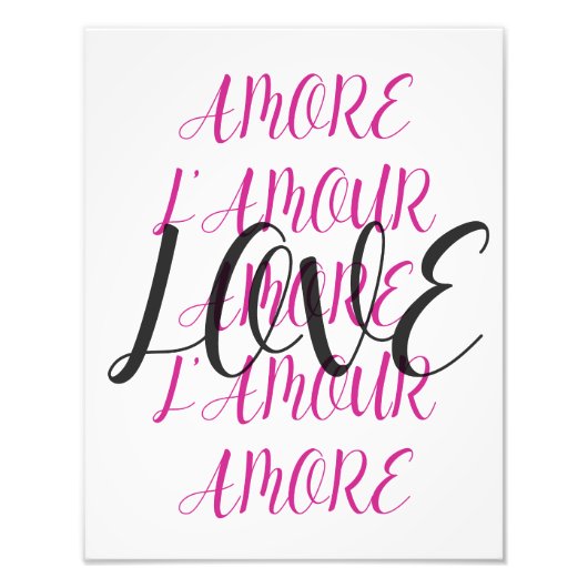 Amore L'Amour Love Printable Trendy Poster Kunstwe (Voorkant)