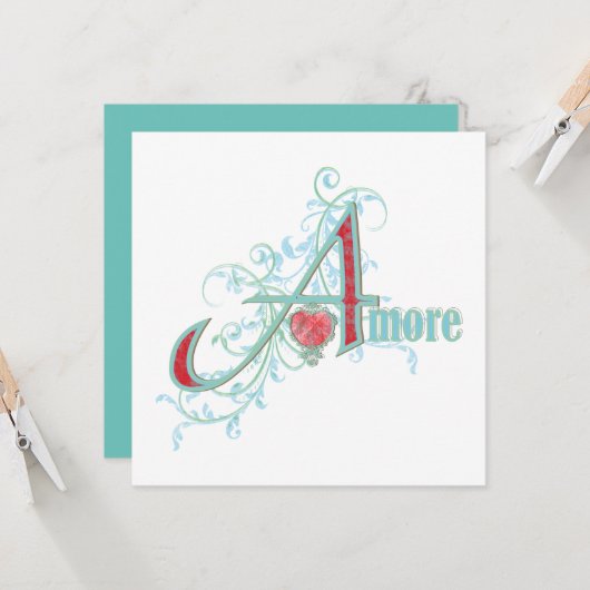 AMORE - Liefde - Wenskaart Kaart (Voorkant / Achterkant in situ)