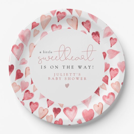 AMORE Little Sweetheart Valentijnsdag Baby shower Papieren Bordje (Voorkant)