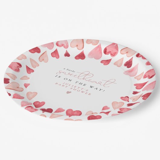 AMORE Little Sweetheart Valentijnsdag Baby shower Papieren Bordje (Gekanteld)