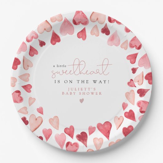 AMORE Little Sweetheart Valentijnsdag Baby shower Papieren Bordje (Voorkant)