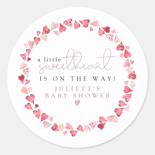 AMORE Little Sweetheart Valentijnsdag Baby shower Ronde Sticker (Voorkant)