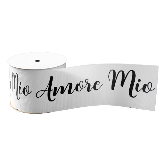 Amore Mio Black Script on White Grosgrain Lint (Spoel)