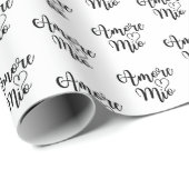 Amore Mio (My love) Chic Black Script Repeat Cadeaupapier (Rol Hoek)