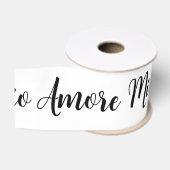 Amore Mio Zwarte Schrift op Wit Grosgrain Lint (Spoel)