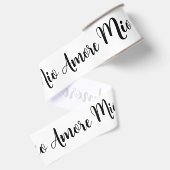 Amore Mio Zwarte Schrift op Wit Grosgrain Lint (Achterkant)