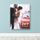 Amore, Modern Script · Aangepaste foto, namen & da Canvas Afdruk (Insitu (Houten vloer))