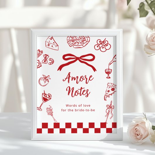 Amore notities Dat is amore Rood Advies bruidsfees Poster