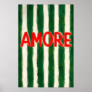 Amore typografie poster, Italiaans citaat wandkuns Poster