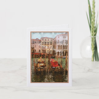Amore Venezia! Twee gondels/foto met vintage look Kaart