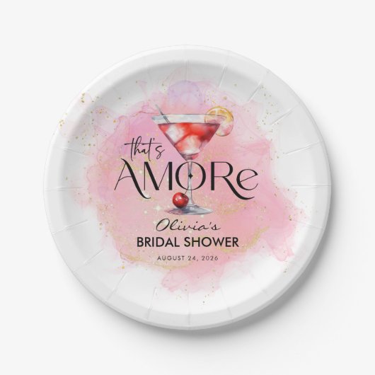 Amore | Waterverf Bruidsdiner Papieren Bordje (Voorkant)