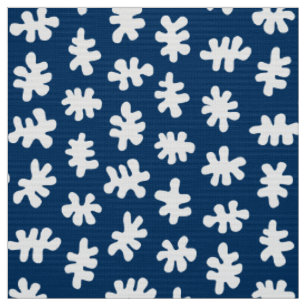 Amorfische vormen 120322 - White on Indigo Blue Stof