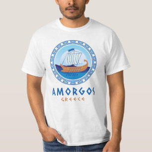 Amorgos, Griekenland Greek Ship Design Heren T-shirt