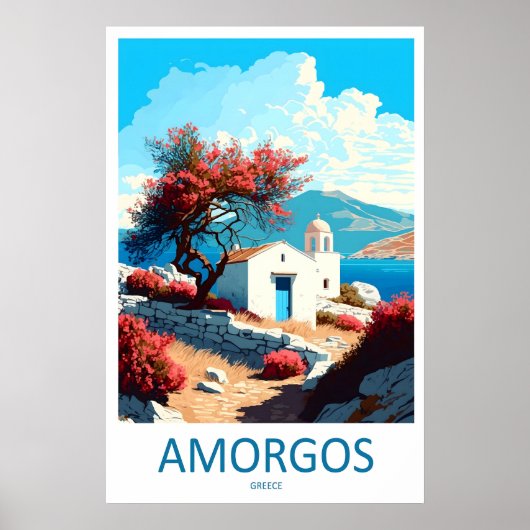 Amorgos Vintage Reisposter Ski Nationaal Park Poster (Voorkant)