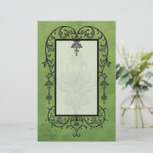 Amoroso: AGED PARCHMENT in Green Briefpapier (Staand voorkant)