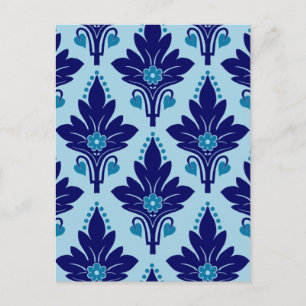 AMOROSO DAMASK: BLAUW OP BLAUW BRIEFKAART