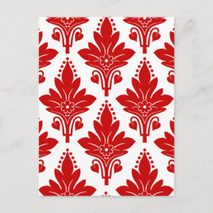 AMOROSO DAMASK: Rood en wit Briefkaart