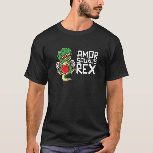 Amorsaurus Rex Dinosaur Rex Dino Love Heart Valent T-shirt (Voorkant)
