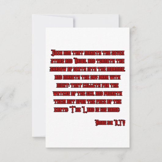 Amos 5:8 KJV Bijbel Verse Groet Kaart (Voorkant)