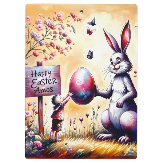 Amos ~ GELUKKIG PASEN ~ Bunny en Amos ~ Klembord (Achterkant)