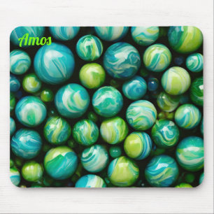 AMOS ~ Zany tinten groen en blauw ~ knikkers ~ Muismat