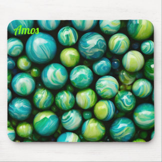 AMOS ~ Zany tinten groen en blauw ~ knikkers ~ Muismat