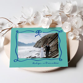 Amour | Blauw en Blauwgroen Frans Boog en Fotobrui Bedankkaart