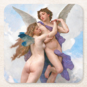 Amour en Psyche, Bouguereau Kartonnen Onderzetters