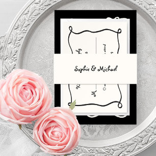 Amour    Frans Handgeschreven Script bruiloft Uitnodigingen Wikkel