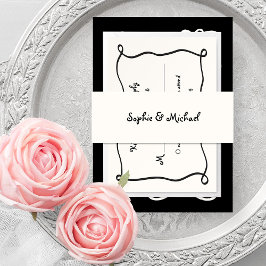 Amour |  Frans Handgeschreven Script bruiloft Uitnodigingen Wikkel