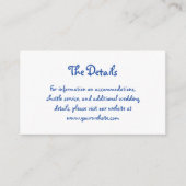 Amour | Franse handgeschreven blauw en wit bruilof Informatiekaartje (Voorkant)