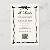 Amour French Bow | Bruiloft Gast Details QR Code Informatiekaartje (Voorkant)