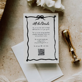 Amour French Bow | Bruiloft Gast Details QR Code Informatiekaartje