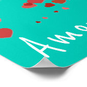 Amour French love slogan Tree of Hearts schattige Poster (Hoek)