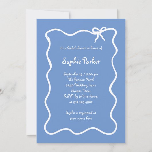 Amour | Geïllustreerd Frans boog blauw Vrijgezelle Kaart (Voorkant)