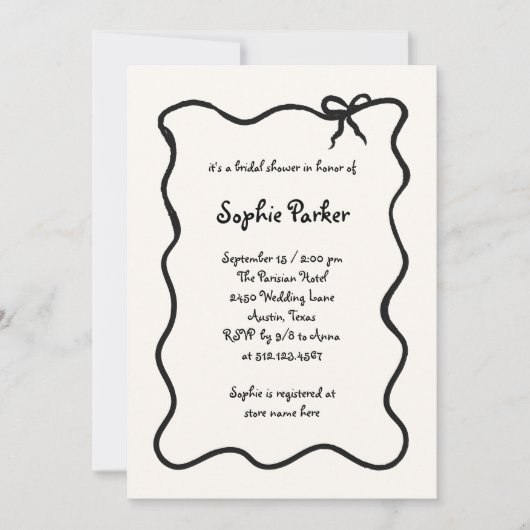 Amour | Geïllustreerd Frans strik Vrijgezellenfees Kaart (Voorkant)