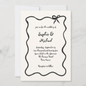 Amour | Geïllustreerde Franse strik bruiloft Kaart (Voorkant)