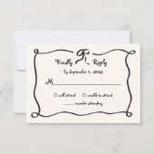 Amour | Geïllustreerde Franse strik bruiloft RSVP Kaartje (Voorkant)