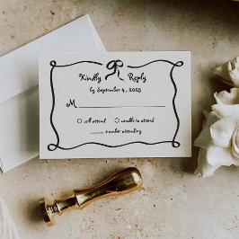 Amour | Geïllustreerde Franse strik bruiloft RSVP Kaartje