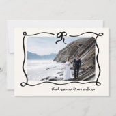 Amour | Geïllustreerde Franse strik en foto bruilo Bedankkaart (Voorkant)