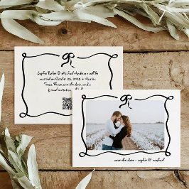 Amour | Geïllustreerde Franse strik en foto bruilo Save The Date