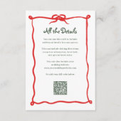 Amour Holiday Bow | Bruiloft Gast Details QR Code Informatiekaartje (Voorkant)