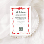 Amour Holiday Bow | Bruiloft Gast Details QR Code Informatiekaartje