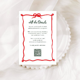 Amour Holiday Bow | Bruiloft Gast Details QR Code Informatiekaartje